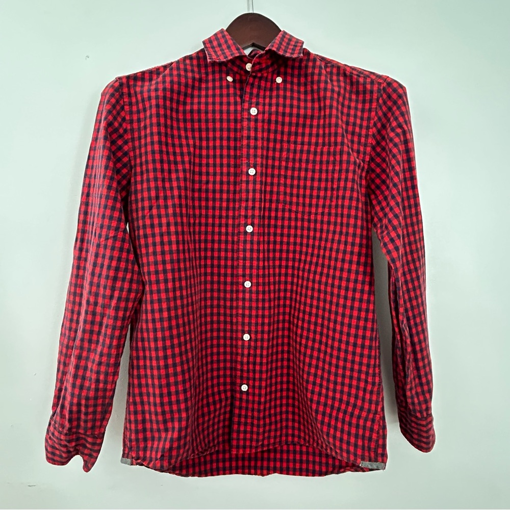 Crewcuts Kids Red and Blue Plaid Button Down Shirt 14